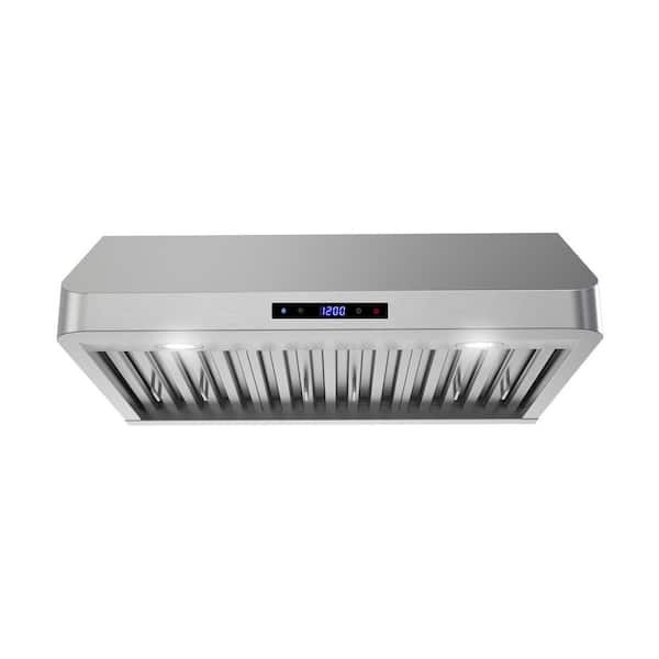 30 in. 406 CFM Merlara Convertible Under Cabinet Range Hood in Brushed Steel, Baffle Filters Touchpad Control LED Lights