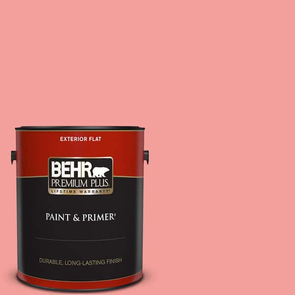 BEHR PREMIUM PLUS 1 gal. #150B-4 Pink Eraser Flat Exterior Paint & Primer