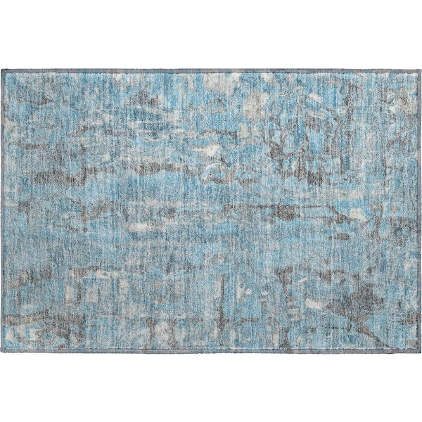 Mayfield Premium Machine Washable Abstract AMF2120 Denim 2 ft. x 3 ft. Accent Rug