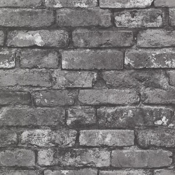 A-Street Prints Debs Grey Exposed Brick Paper Strippable Roll (Covers 56.4 sq. ft.)