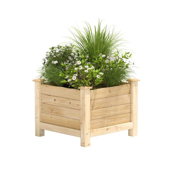 Greenes Fence 24 in. L x 24 in. W x 21 in. H Original Cedar Elevated Planter
