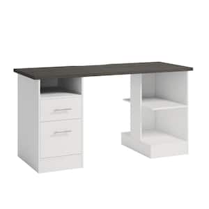 Select 59.055 in. White 2-Drawer Gaming Desk with File Storage