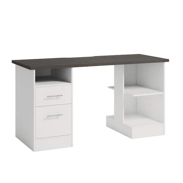 SAUDER Select 59.055 in. White 2-Drawer Gaming Desk with File Storage