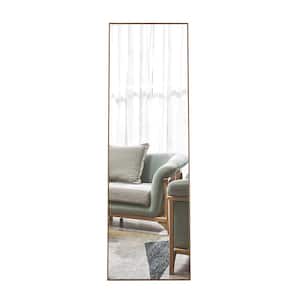 19 in. W x 63 in. H Oversized Brown Solid Wood Modern Classic Full-Length Floor Standing Mirror