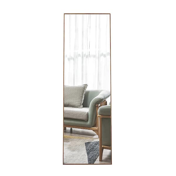 Aoibox 19 in. W x 63 in. H Oversized Brown Solid Wood Modern Classic Full-Length Floor Standing Mirror
