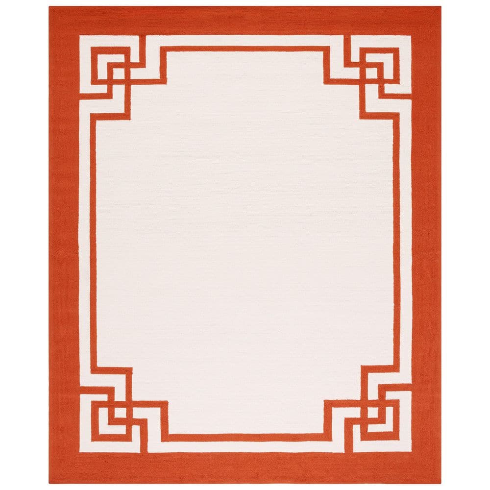 SAFAVIEH Four Seasons 8 ft. x 10 ft. Off White/Sangria Geometric Border ...