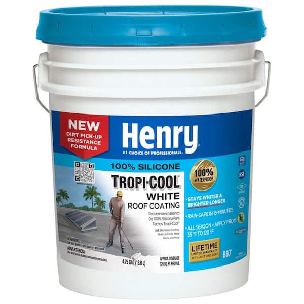 Henry 887 Tropi-Cool 4.75 Gal. 100% Silicone White Roof Coating