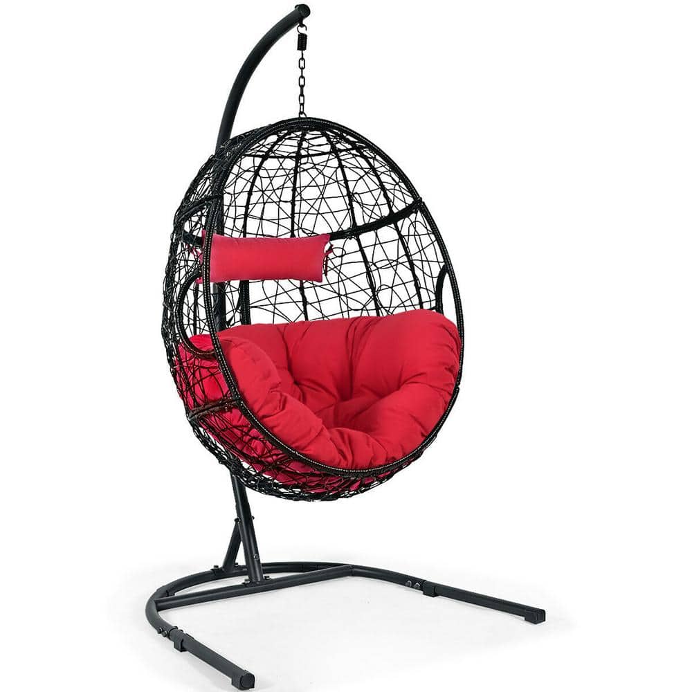 Costway 3.5 ft. Free Standing Hammock Chair with Stand with Cushion Red ...