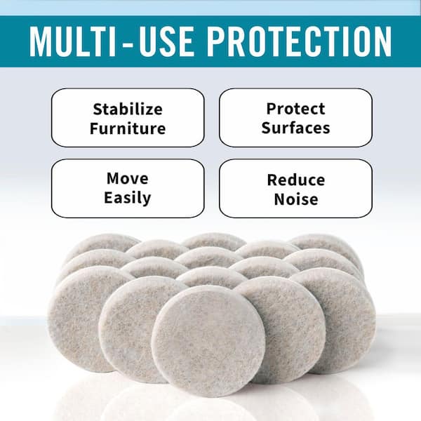 1 1/2 in. Beige Heavy Duty Self Adhesive Round Felt Furniture Pads (24-Pack)