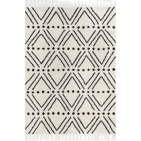 nuLOOM Alma Beige 8 ft. x 10 ft. Moroccan Area Rug