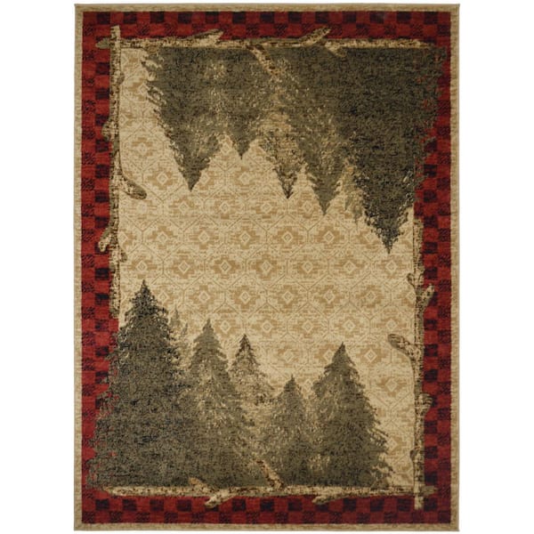 Mayberry Rug American Destination Antique Forest Antique Rustic Multi-Color 8 ft. x 10 ft. Area Rug