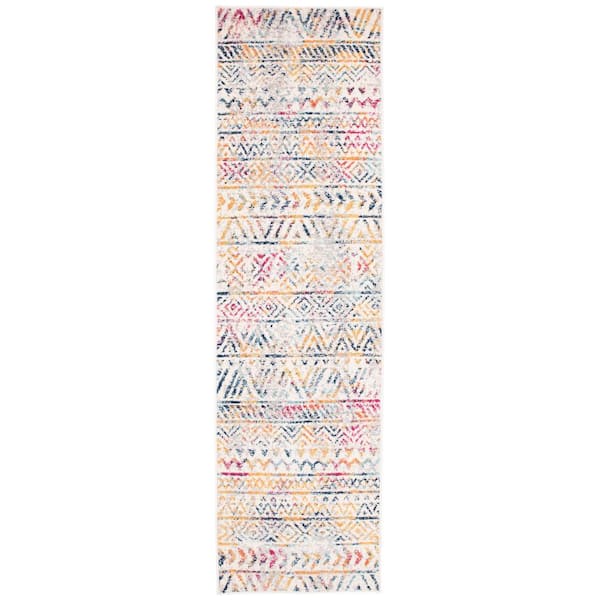Geometric Distressed Bohemian 2 ft. x 7 ft. Multi Runner Rug