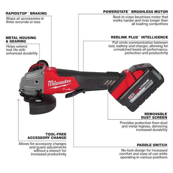 Milwaukee M18 FUEL 18V Lithium-Ion Brushless Cordless Compact Bandsaw and 4-1/2 in./5 in. Grinder (2-Tool)