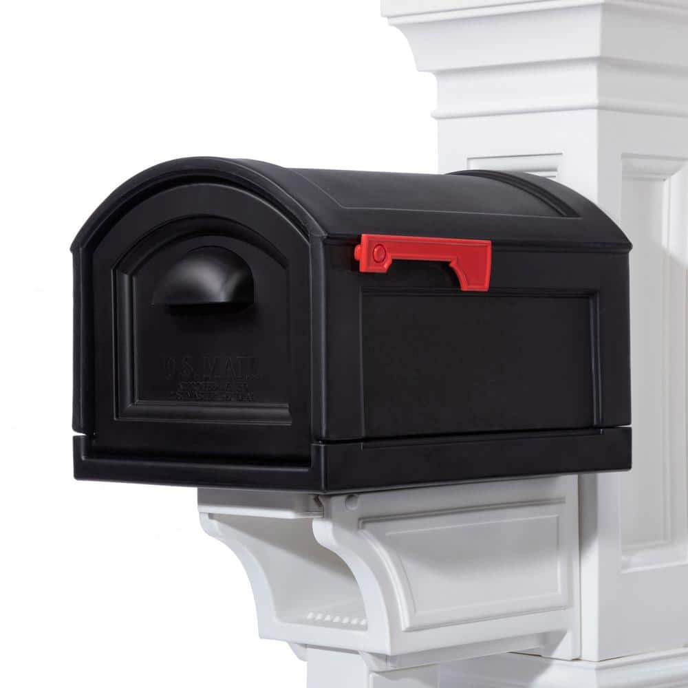 Atherton Extra Large Black and White Steel Mailbox with Wood Post