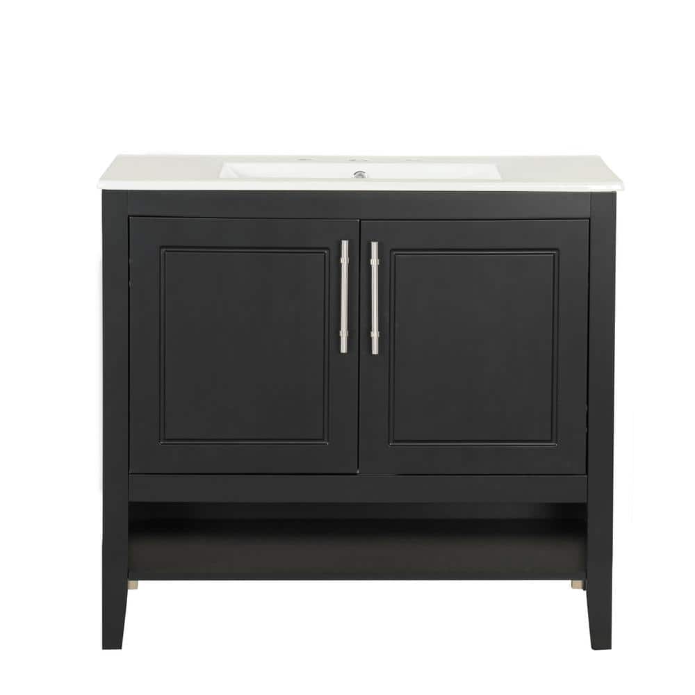 36 in. W x 18 in. D x 33 in. H Single Sink Freestanding Bath Vanity in Blac