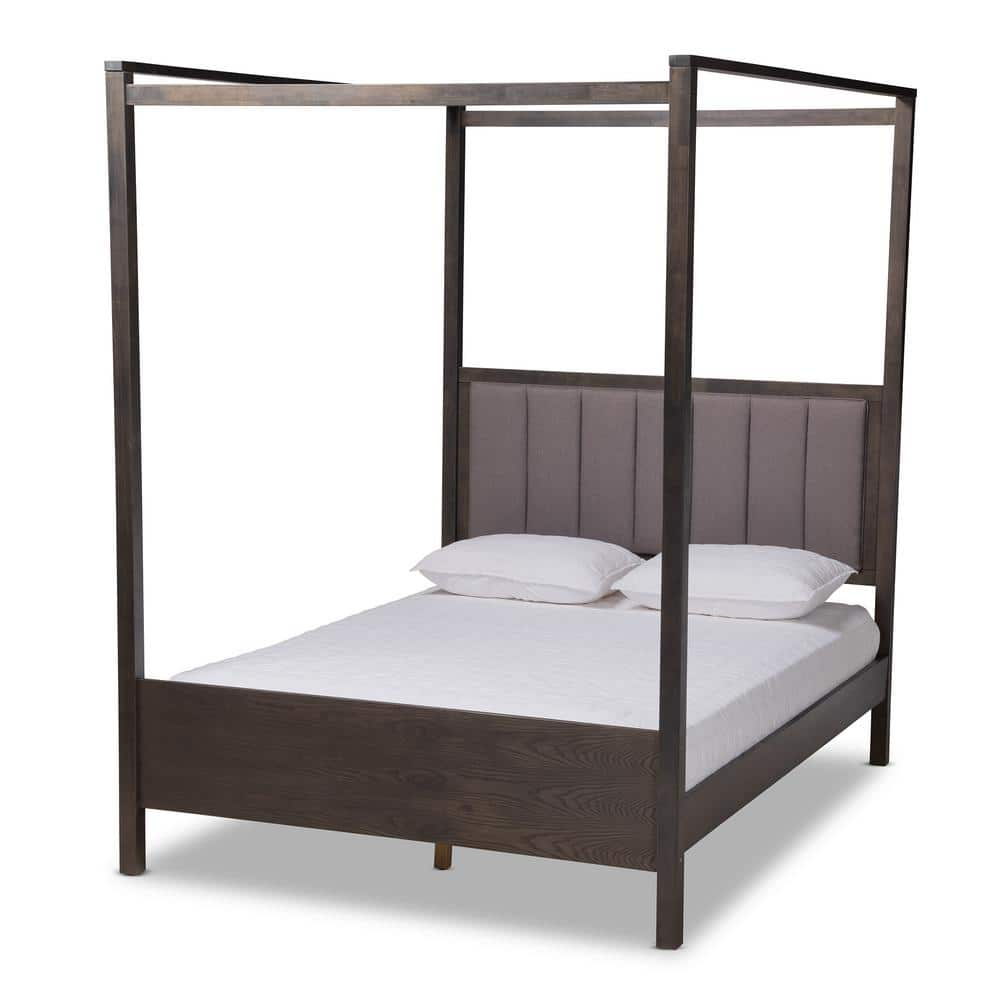 Baxton Studio Natasha Grey and Dark Greyish Oak Queen Platform Bed