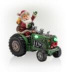 9 in. Santa on Tractor Decor with 3 Color Changing LED Lights