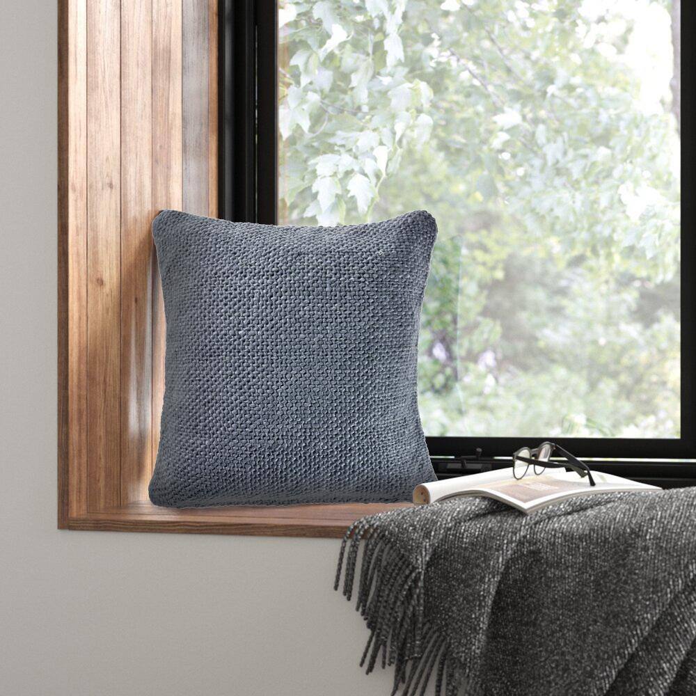 Frost Blue Woven Square Throw Pillow, 20" x 20"