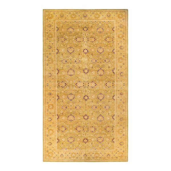 Mogul Green 12 ft. x 18 ft. Oriental Wool Indoor Area Rug