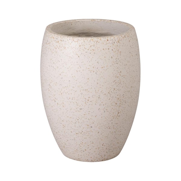 Emissary 17 in. L x 21 in. H Yellow Terrazzo Round Planter