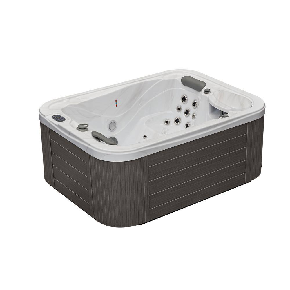 Gray Acrylic 3-Person Rectangular Hot Tub with LED Lighting