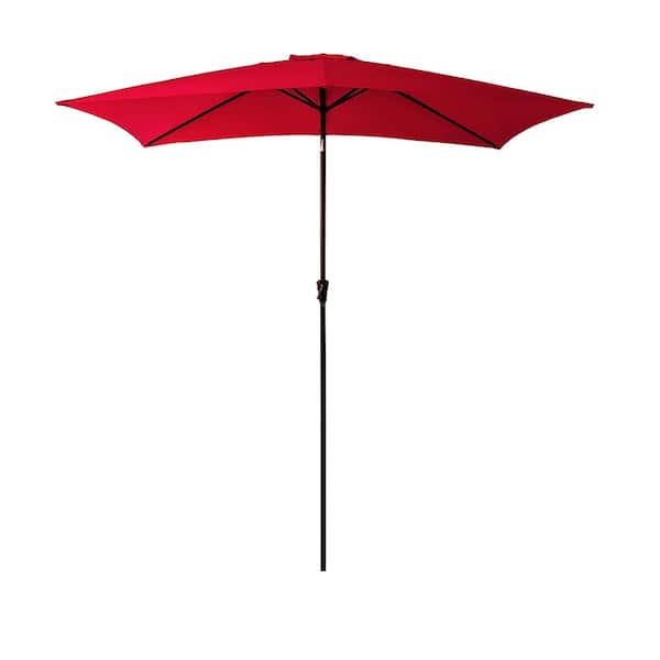 FLAME&SHADE 6-1/2 ft. x 10 ft. Rectangular Aluminum Market Tilt Patio Umbrella for Outdoor in Red Solution Dyed Polyester