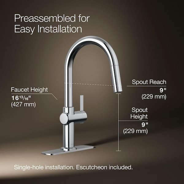 KOHLER Clarus Single Handle Pull Down Sprayer Kitchen Faucet in