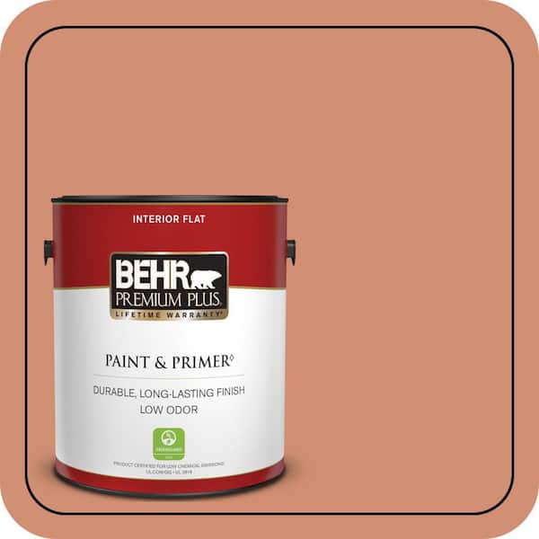 BEHR PREMIUM PLUS 1 gal. #M200-5 Terra Cotta Clay Flat Low Odor Interior Paint & Primer