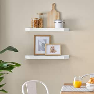 24 in. W x 7 in. D White Decorative Wall Shelf with Ledge (Set of 2)