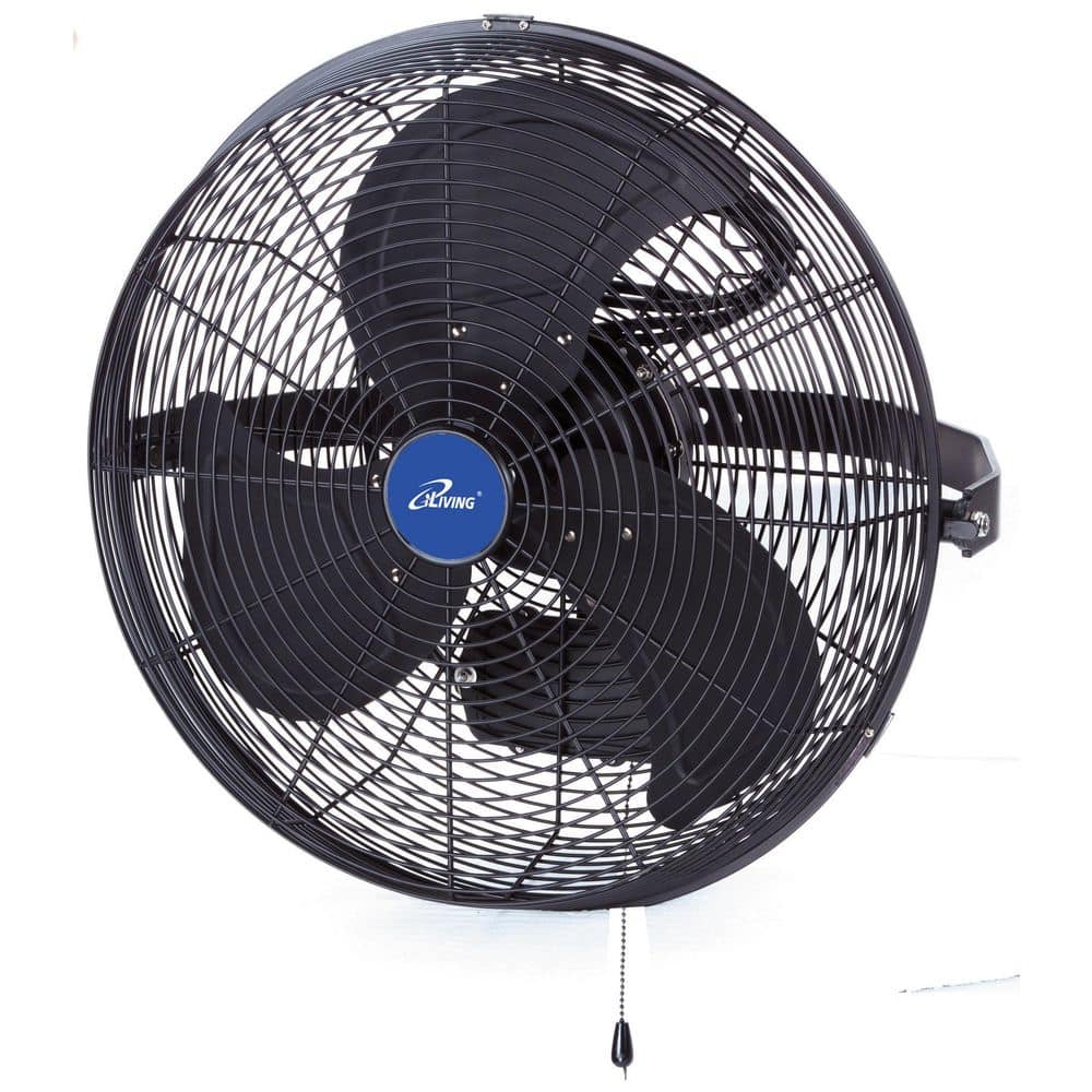 18" Black Industrial Wall Mounted Fan with Aluminum Blades