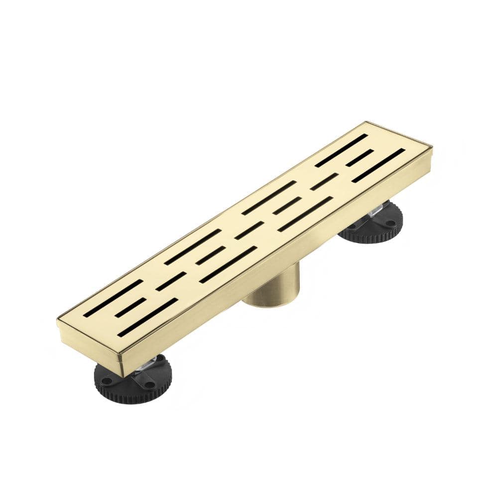 12 in. Linear Shower Drain with Removable Grid Grate and Hair Strainer in Brushed Gold price history on PriceWatchPro