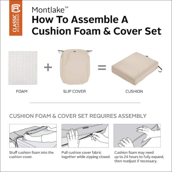Classic Accessories 23 in. W x 20 in. L x 3 in. Thick Rectangular Outdoor  Seat Foam Cushion Insert 61-011-010911-RT - The Home Depot