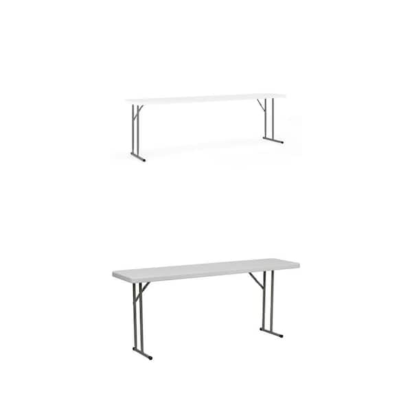 Elon 96 in. L and 72 in. L Rectangle Granite White Plastic Top Banquet Tables