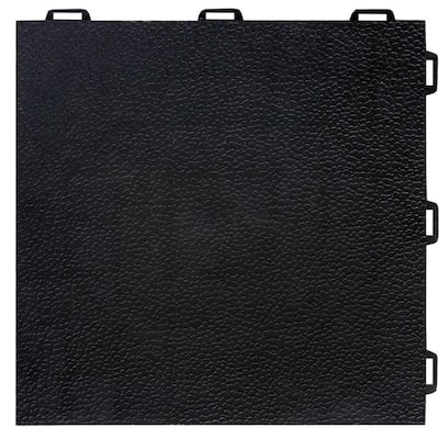 StayLock Orange Peel Top Black 12 in. x 12 in. x 0.56 in. PVC Plastic Interlocking Basement Floor Tile (Case of 26)