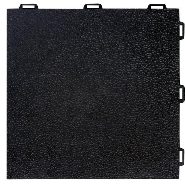 Greatmats StayLock Orange Peel Top Black 12 in. x 12 in. x 0.56 in. PVC Plastic Interlocking Basement Floor Tile (Case of 26)