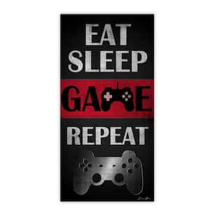 Eat Sleep Game Red Gallery-Wrapped Canvas Wall Art Unframed Abstract Art Print 48 in. x 24 in.