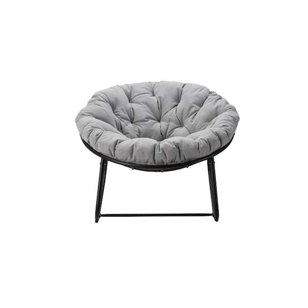 Unbranded 40 in. W Dark Gray Wicker Grand patio, Outdoor Rocking Chair, Padded Cushion Rocker Recliner Chair with Gray Cushion