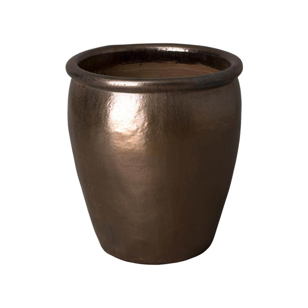 23 in. D x 25 in. H Metallic Ceramic Round Planter with Drainage Hole price history on PriceWatchPro