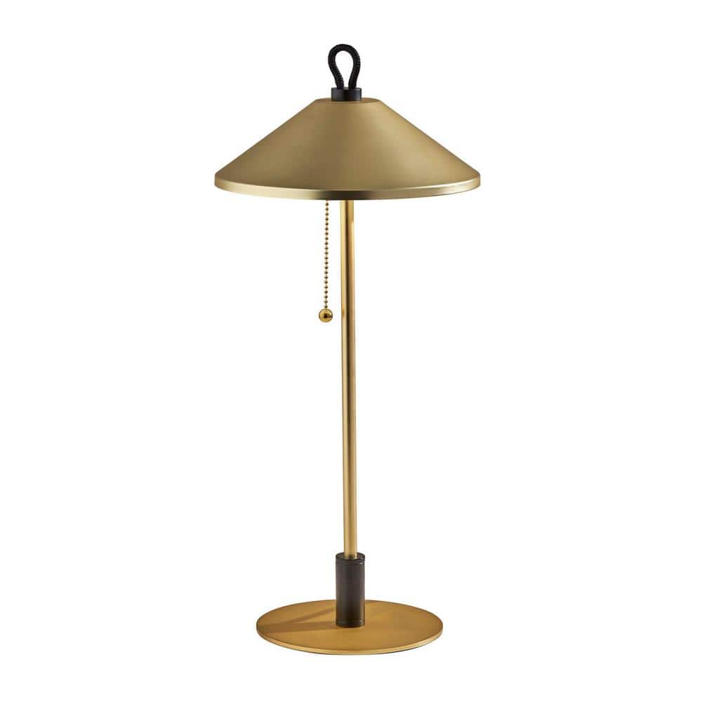19.75" Black and Gold Metal Desk Lamp with Cone Shade