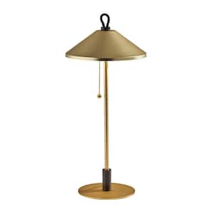 19.75 in. Brass Modern Integrated LED Buffet Table Lamp with Brass Metal Shade