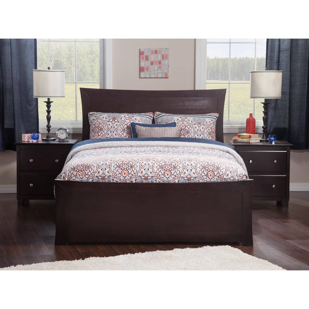 Espresso Queen Wood Bed with Headboard and Footboard