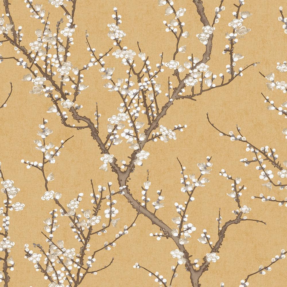Spring Blossom Collection Sakura Tree Yellow Matte Finish Non-Pasted Non-Wo