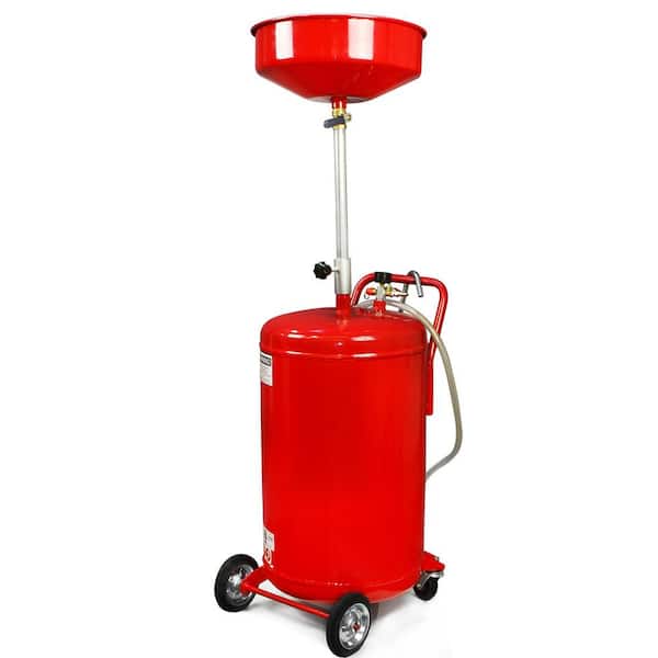 20 Gal. Portable Steel Waste Oil Drain Tank Air Operated with Adjustable Funnel Height