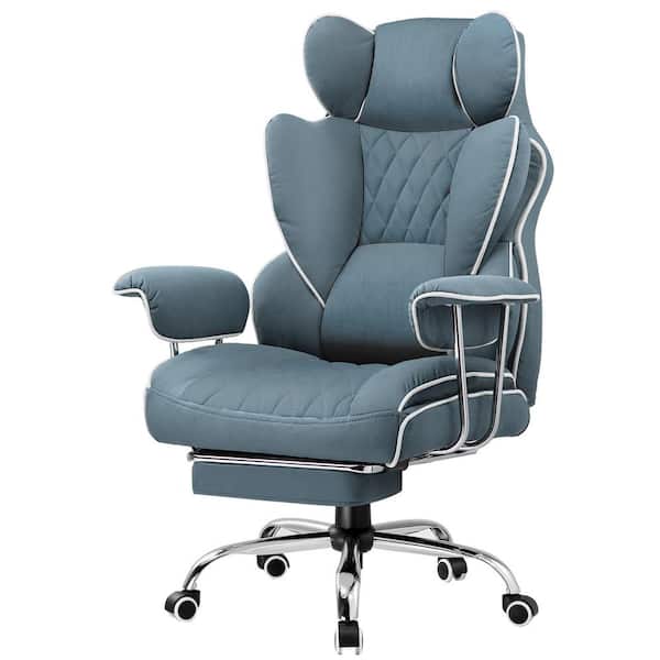 Fabric Gaming Chair with Pocket Spring Lumbar Support Height Adjustable Ergonomic Comfortable Wide Computer Chair,Blue