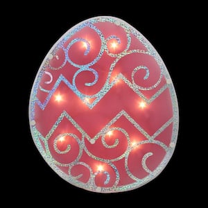 12 in. Lighted Pink Easter Egg Window Silhouette Decoration