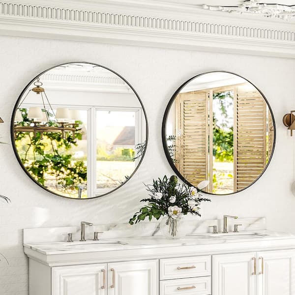 24-in x 36-in Framed Arch Bathroom Vanity Mirror (Black) LS-A-MR05065