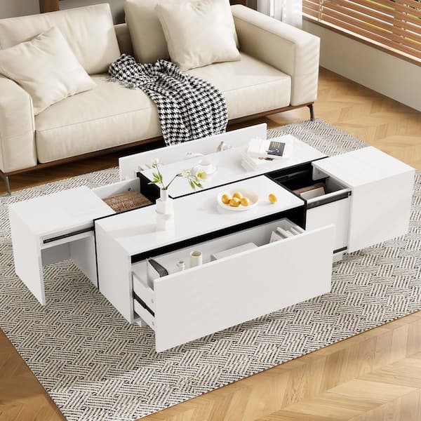Harper & Bright Designs Modern High Gloss 47.2in.-72.7in. White