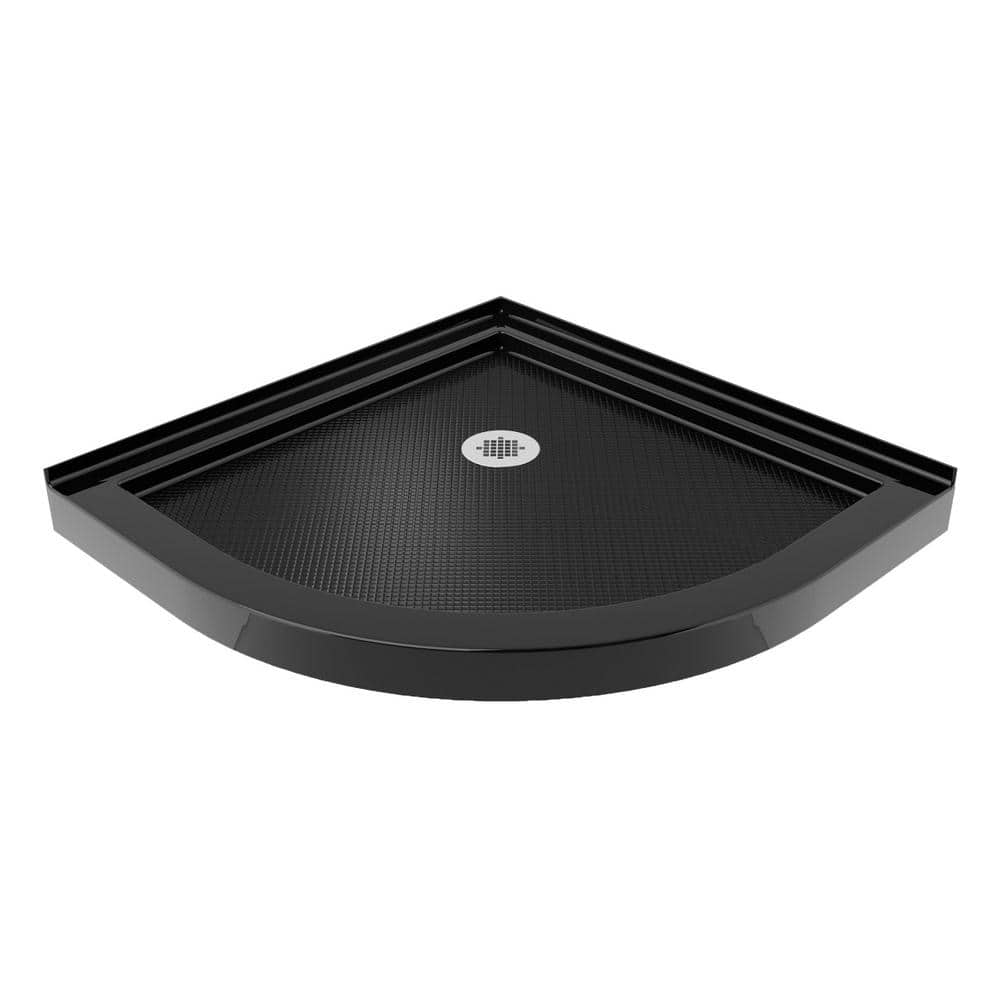 Prime Matte Black Semi-Frameless Round Shower Enclosure with Clear Glass