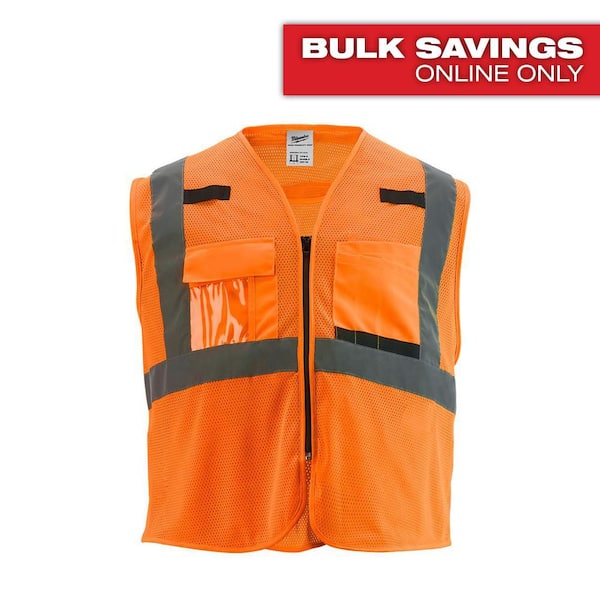Milwaukee Large/X-Large Orange Class-2 Polyester Mesh High Visibility Safety Vest with 9-Pockets