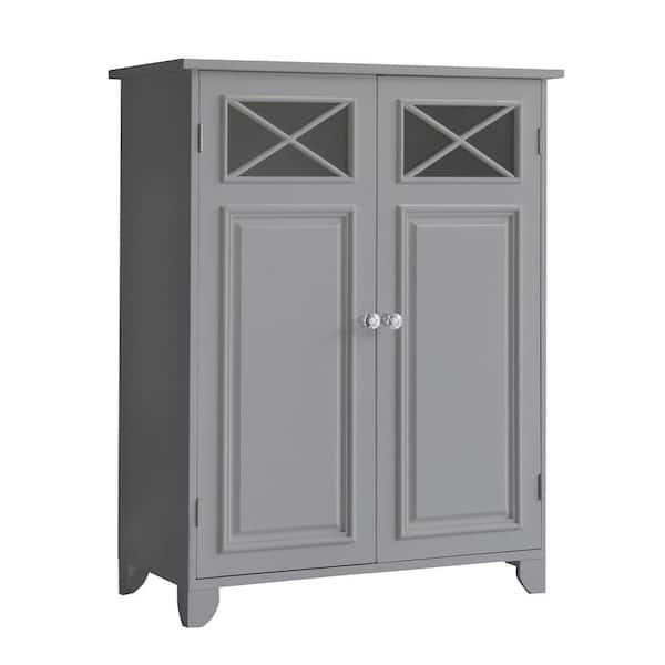Teamson Home Dawson 26 in. W x 13 in. D x 32.25 in. H Gray Contemporary Floor Bathroom Linen Cabinet with 2-Doors
